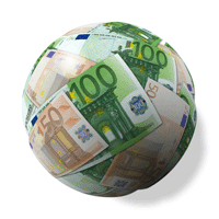 picture of a ball of euro notes